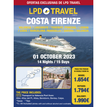 Crucero Costa Firenze 2023